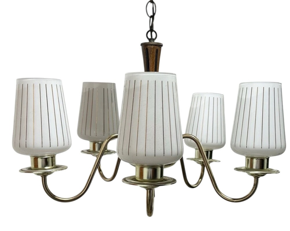 Vintage Mid-Century Modern Style 5 Arms Chandelier